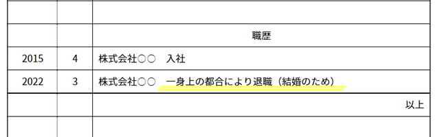 結婚で退職するときの書き方